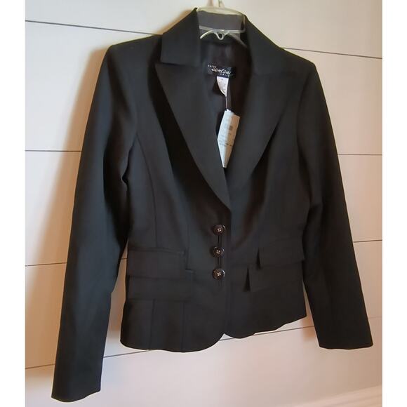 Cache Tailored Fit Blazer Women's Sz S Black Flap Pockets 3 Button Lined Jacket - Picture 15 of 16